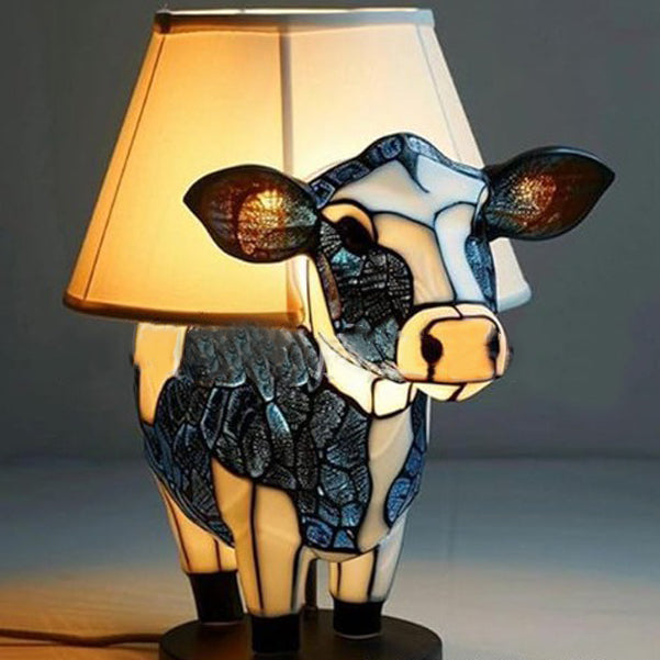 Contemporary Creative USB Resin Fabric Cow LED Table Lamp For Bedroom