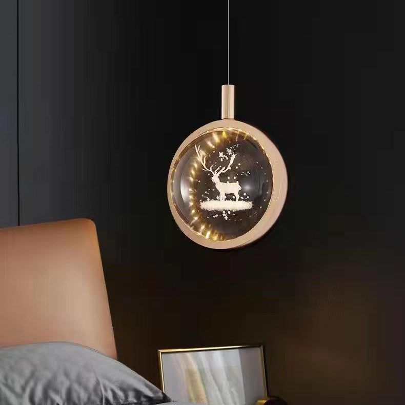 Modern Luxury Aluminum Crystal Round Bubble Jellyfish Deer LED Pendant Light For Bedside