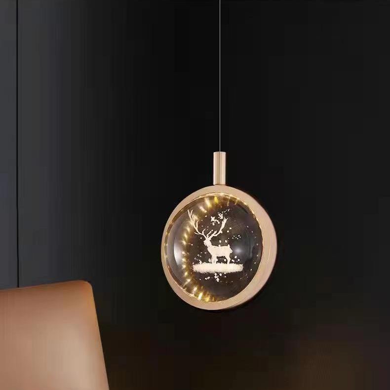 Modern Luxury Aluminum Crystal Round Bubble Jellyfish Deer LED Pendant Light For Bedside