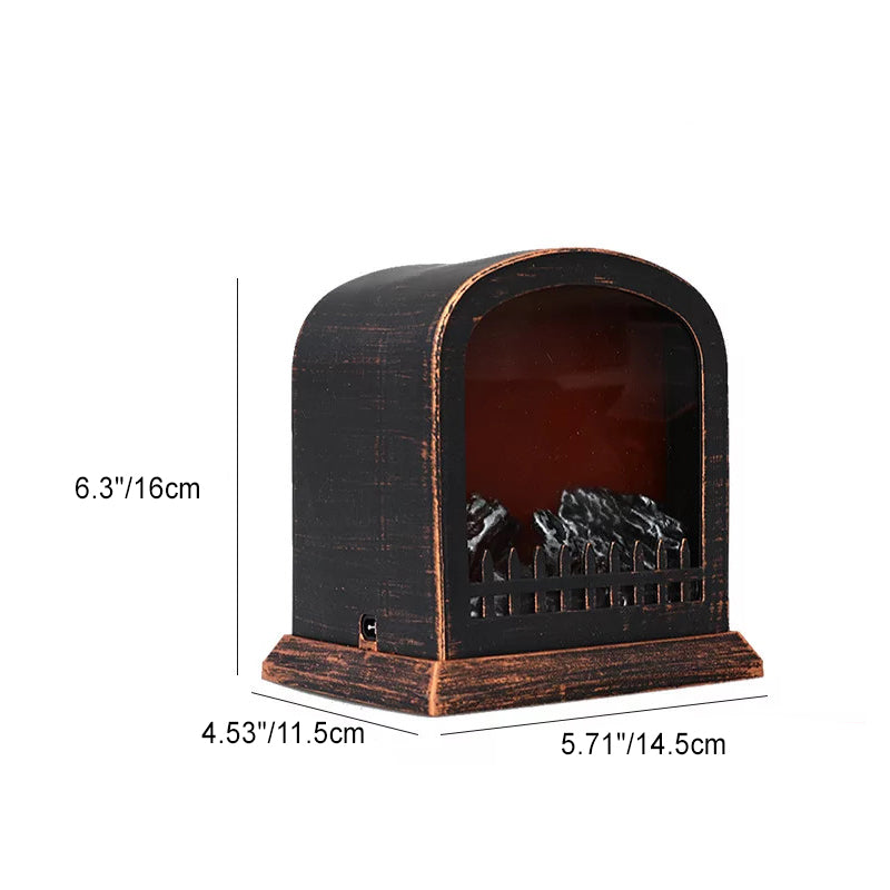 Traditional Farmhouse Battery ABS Flame Clock Mantelpiece Cylinder LED Table Lamp Night Light For Bedroom