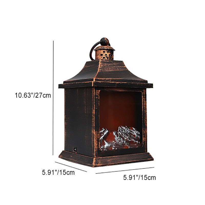 Traditional Farmhouse Battery ABS Flame Clock Mantelpiece Cylinder LED Table Lamp Night Light For Bedroom