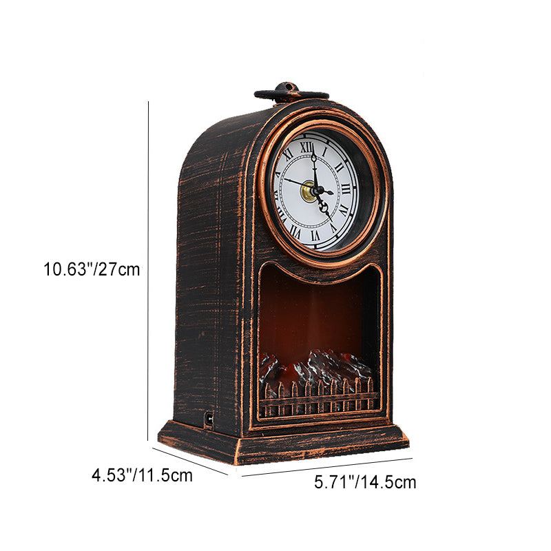 Traditional Farmhouse Battery ABS Flame Clock Mantelpiece Cylinder LED Table Lamp Night Light For Bedroom