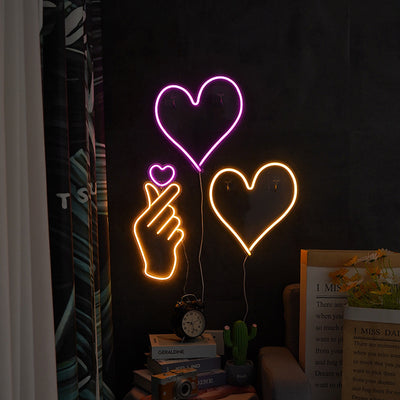 Contemporary Creative Waterproof Acrylic Heart Love Neon Light USB LED Table Lamp For Bedroom