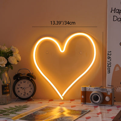 Contemporary Creative Waterproof Acrylic Heart Love Neon Light USB LED Table Lamp For Bedroom