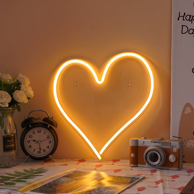 Contemporary Creative Waterproof Acrylic Heart Love Neon Light USB LED Table Lamp For Bedroom