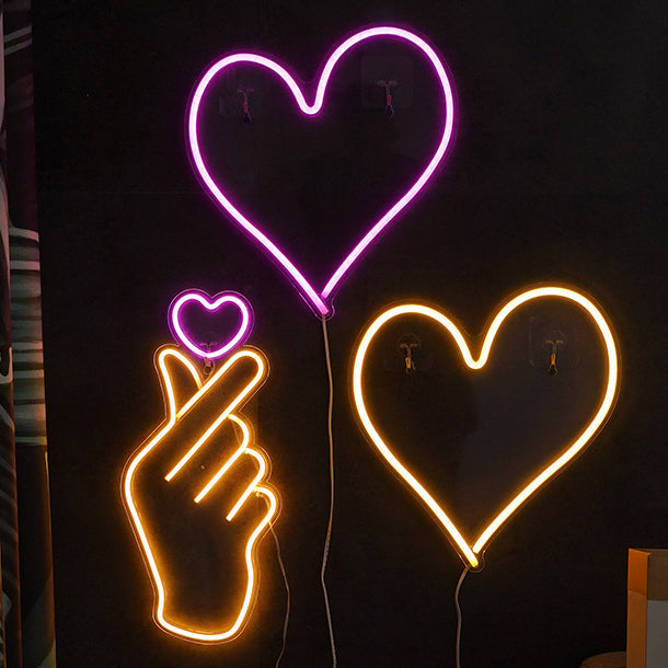 Contemporary Creative Waterproof Acrylic Heart Love Neon Light USB LED Table Lamp For Bedroom