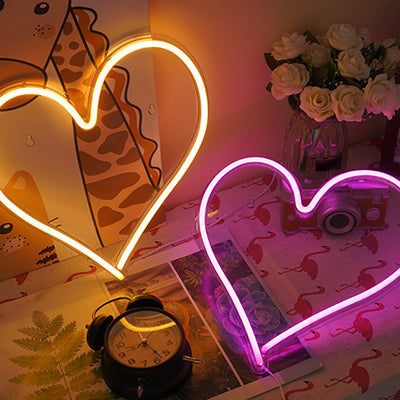 Contemporary Creative Waterproof Acrylic Heart Love Neon Light USB LED Table Lamp For Bedroom