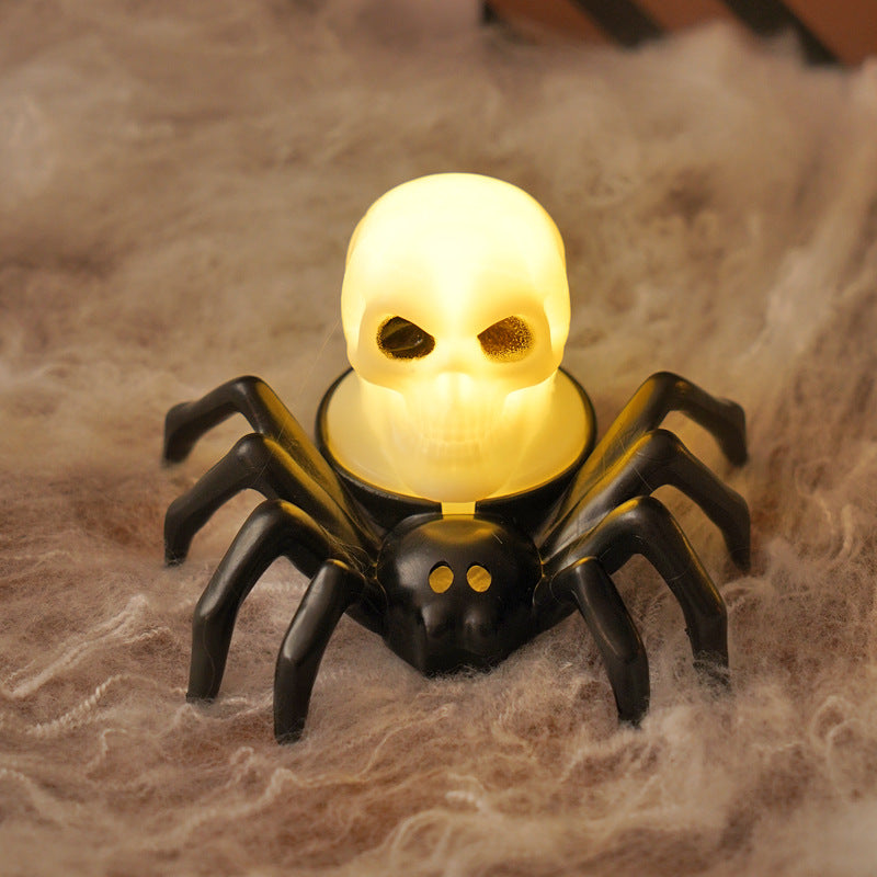 Contemporary Creative Battery Plastic Simulation Spider Skull Eye Halloween Prop LED Night Light Small Light For Bedroom