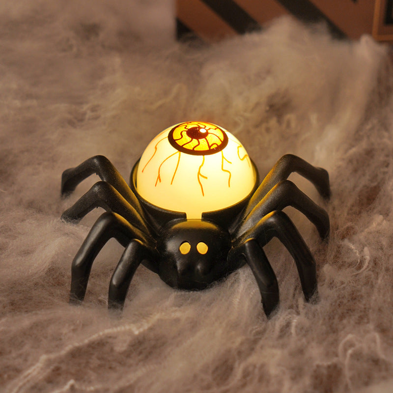 Contemporary Creative Battery Plastic Simulation Spider Skull Eye Halloween Prop LED Night Light Small Light For Bedroom