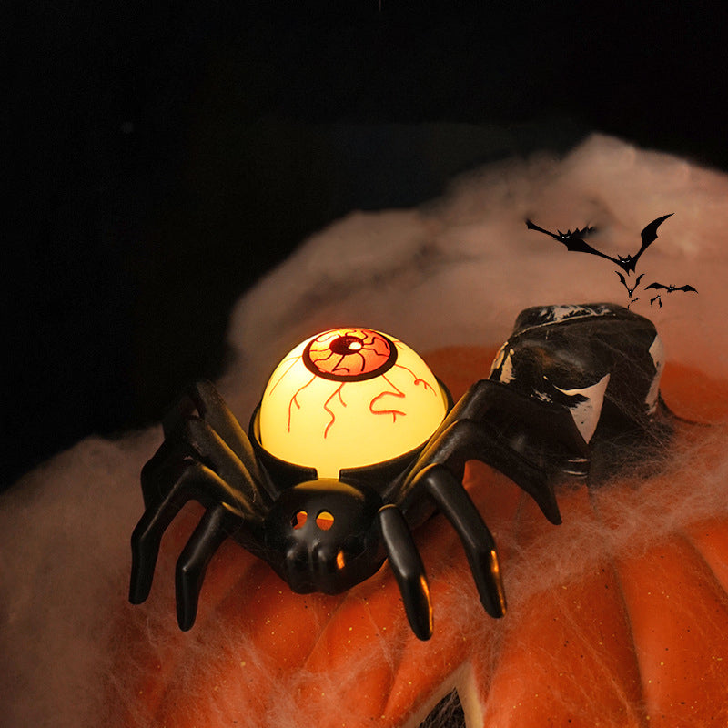 Contemporary Creative Battery Plastic Simulation Spider Skull Eye Halloween Prop LED Night Light Small Light For Bedroom