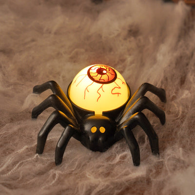 Contemporary Creative Battery Plastic Simulation Spider Skull Eye Halloween Prop LED Night Light Small Light For Bedroom