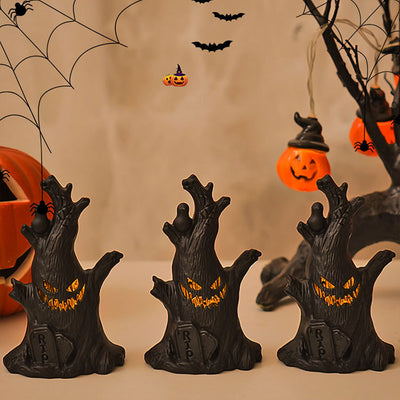 Contemporary Creative Battery Plastic Tree Stump Ghost Halloween Decoration LED Night Light Small Light For Bedroom