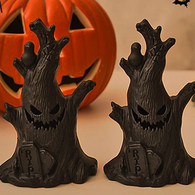 Contemporary Creative Battery Plastic Tree Stump Ghost Halloween Decoration LED Night Light Small Light For Bedroom