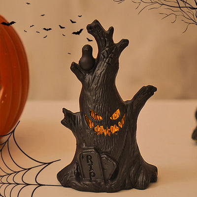 Contemporary Creative Battery Plastic Tree Stump Ghost Halloween Decoration LED Night Light Small Light For Bedroom