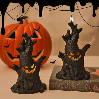 Contemporary Creative Battery Plastic Tree Stump Ghost Halloween Decoration LED Night Light Small Light For Bedroom