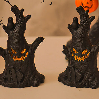 Contemporary Creative Battery Plastic Tree Stump Ghost Halloween Decoration LED Night Light Small Light For Bedroom