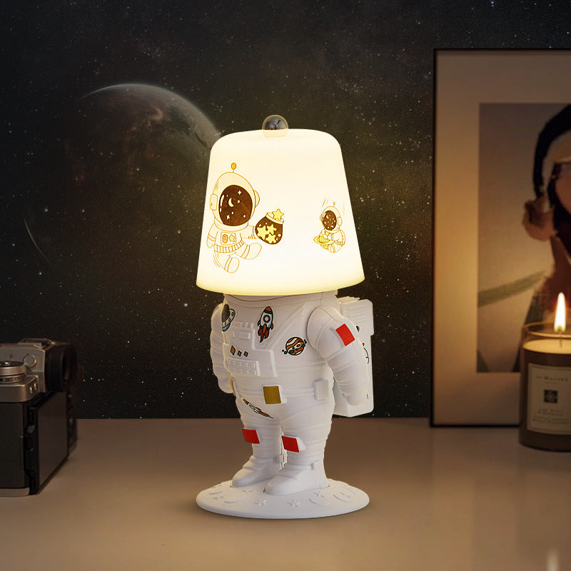 Contemporary Creative ABS PS Astronaut Lunar Kids Rechargeable LED Table Lamp Night Light For Bedroom