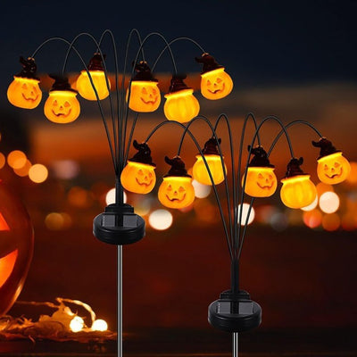 Modern Art Deco Solar Waterproof PVC Stainless Steel Pumpkin Halloween Decoration LED Outdoor Light Landscape Lighting For Garden