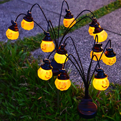 Modern Art Deco Solar Waterproof PVC Stainless Steel Pumpkin Halloween Decoration LED Outdoor Light Landscape Lighting For Garden