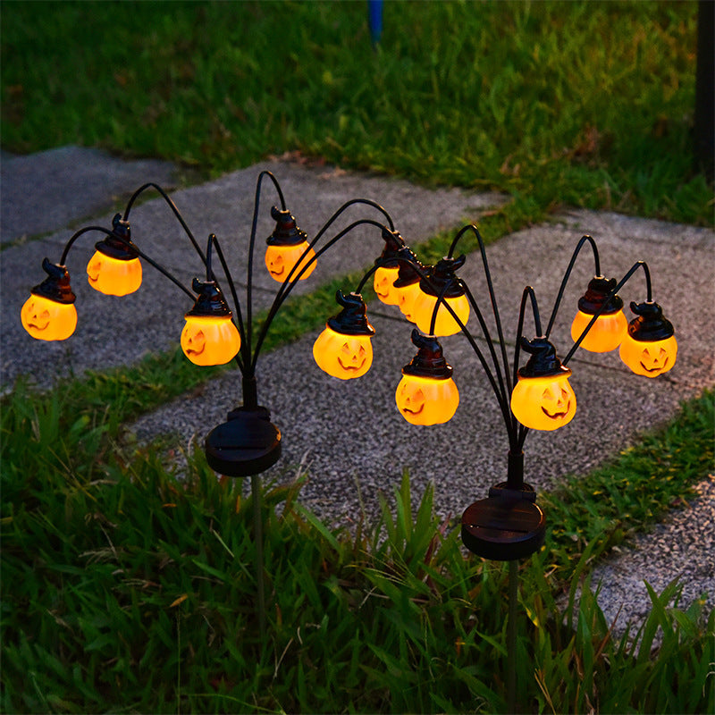 Modern Art Deco Solar Waterproof PVC Stainless Steel Pumpkin Halloween Decoration LED Outdoor Light Landscape Lighting For Garden