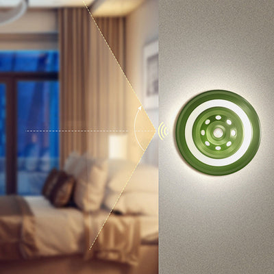 Contemporary Creative Rechargeable Human Sensor Magnetic ABS Round UFO LED Wall Sconce Lamp Night Light For Bedroom