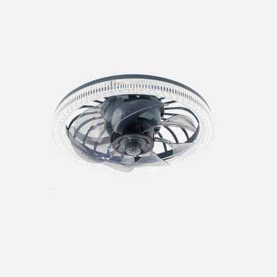 Modern Simplicity PP PS Imitation Crystal Round LED Flush Mount Ceiling Fan Light For Bedroom