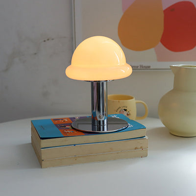 Modern Simplicity Rechargeable Iron Glass Hat Mushroom LED Table Lamp Night Light For Bedroom