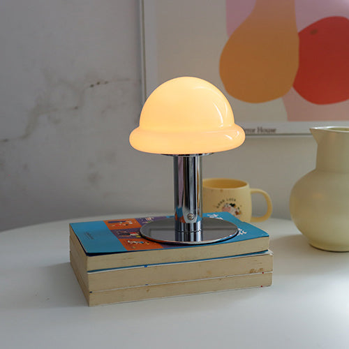 Modern Simplicity Rechargeable Iron Glass Hat Mushroom LED Table Lamp Night Light For Bedroom