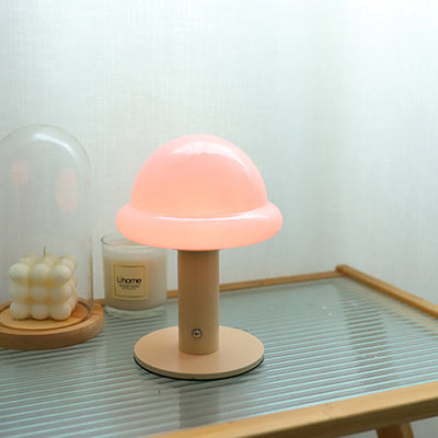 Modern Simplicity Rechargeable Iron Glass Hat Mushroom LED Table Lamp Night Light For Bedroom