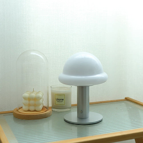 Modern Simplicity Rechargeable Iron Glass Hat Mushroom LED Table Lamp Night Light For Bedroom