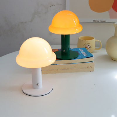 Modern Simplicity Rechargeable Iron Glass Hat Mushroom LED Table Lamp Night Light For Bedroom