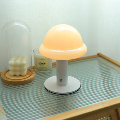 Modern Simplicity Rechargeable Iron Glass Hat Mushroom LED Table Lamp Night Light For Bedroom