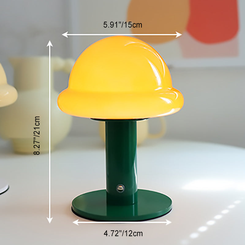 Modern Simplicity Rechargeable Iron Glass Hat Mushroom LED Table Lamp Night Light For Bedroom