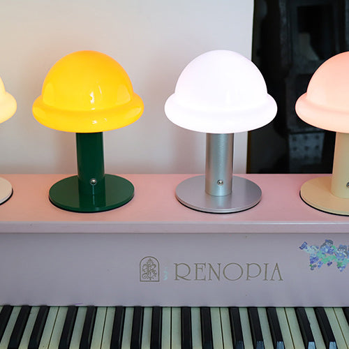 Modern Simplicity Rechargeable Iron Glass Hat Mushroom LED Table Lamp Night Light For Bedroom