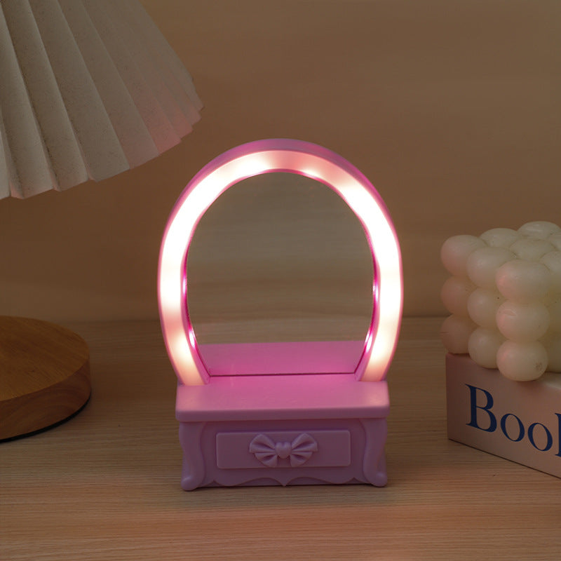 Contemporary Creative Battery Plastic Mirror Flower LED Table Lamp Night Light For Bedroom