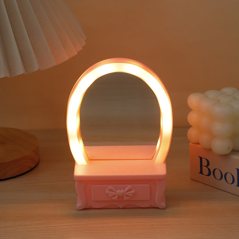 Contemporary Creative Battery Plastic Mirror Flower LED Table Lamp Night Light For Bedroom