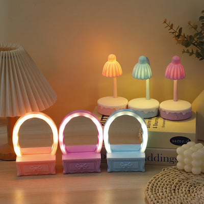 Contemporary Creative Battery Plastic Mirror Flower LED Table Lamp Night Light For Bedroom