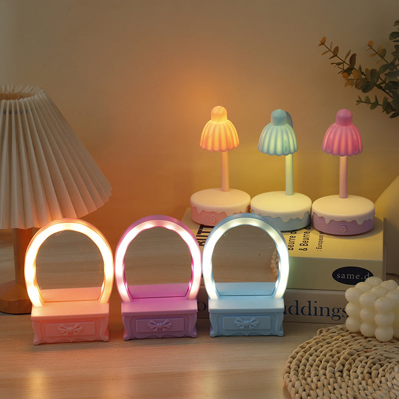 Contemporary Creative Battery Plastic Mirror Flower LED Table Lamp Night Light For Bedroom