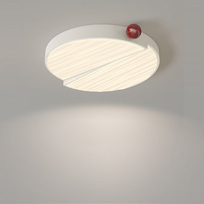 Contemporary Nordic Iron PVC Round Square Wave Texture Ball LED Flush Mount Ceiling Light For Bedroom