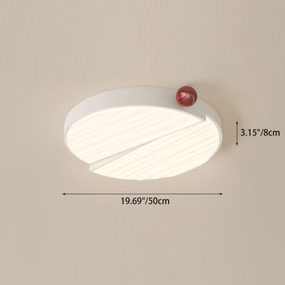 Contemporary Nordic Iron PVC Round Square Wave Texture Ball LED Flush Mount Ceiling Light For Bedroom