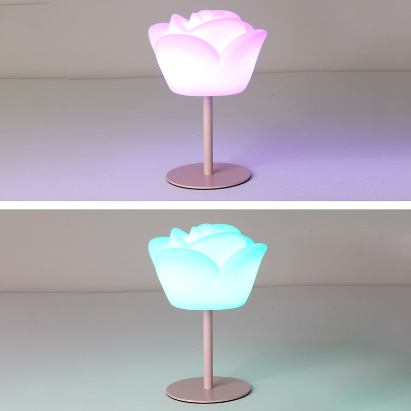 Contemporary Creative Rechargeable Waterproof PE Rose LED Table Lamp Night Light For Bedside