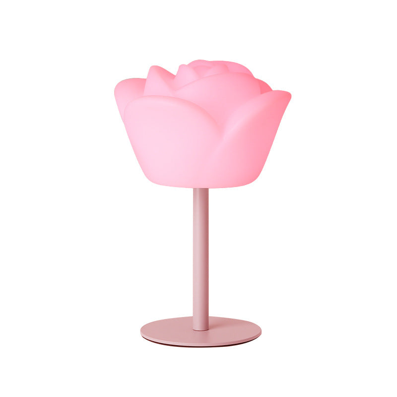 Contemporary Creative Rechargeable Waterproof PE Rose LED Table Lamp Night Light For Bedside