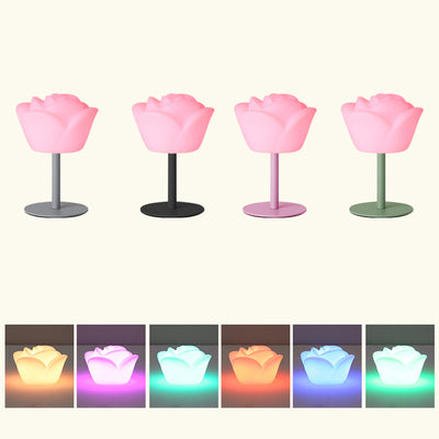 Contemporary Creative Rechargeable Waterproof PE Rose LED Table Lamp Night Light For Bedside