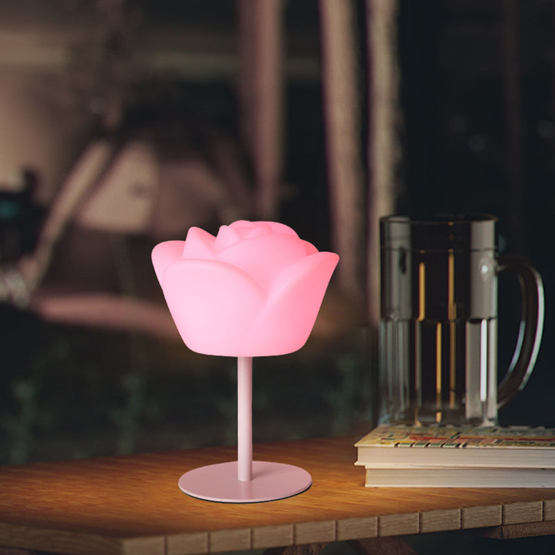 Contemporary Creative Rechargeable Waterproof PE Rose LED Table Lamp Night Light For Bedside