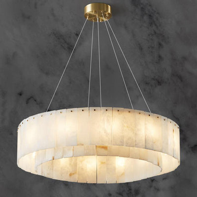 Contemporary Nordic Marble Copper Round 8/12/14 Light Chandeliers For Living Room