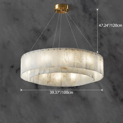 Contemporary Nordic Marble Copper Round 8/12/14 Light Chandeliers For Living Room