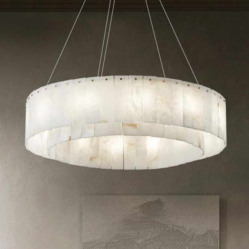 Contemporary Nordic Marble Copper Round 8/12/14 Light Chandeliers For Living Room