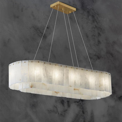 Contemporary Nordic Marble Copper Elliptical 14-Light Chandeliers Island Light For Living Room