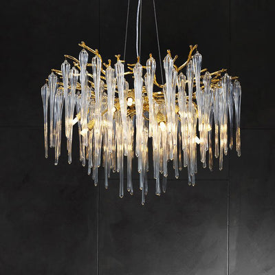 Modern Luxury Aluminum Crystal Branch Droplet 6/8/10/14/18 Light Chandeliers For Living Room