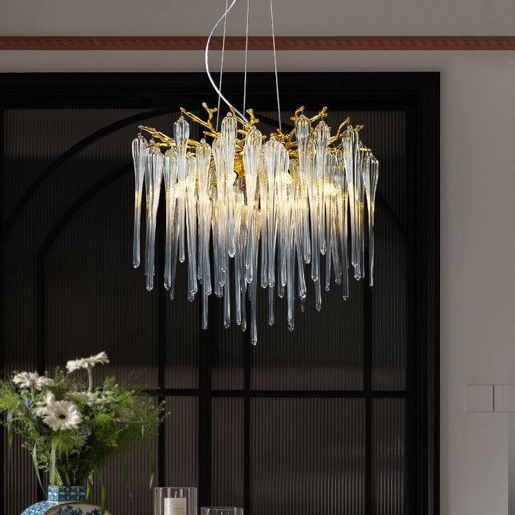 Modern Luxury Aluminum Crystal Branch Droplet 6/8/10/14/18 Light Chandeliers For Living Room